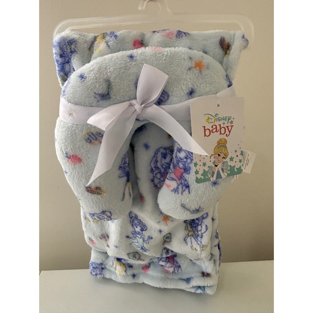 Disney Baby Cinderella Plush Blanket and Headrest Set Blue GS71871 NEW